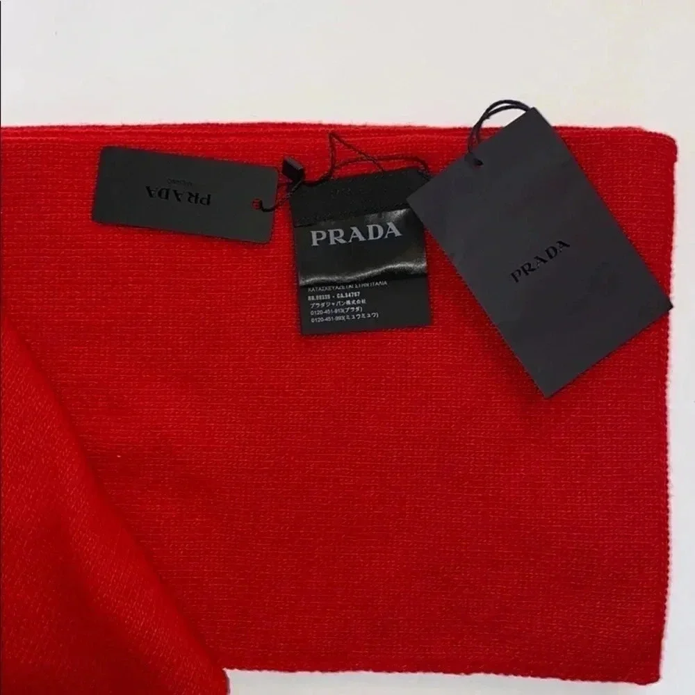 Prada Wool Cashmere Red Scarf